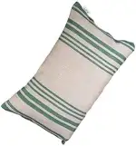 FinTec gestreiftes Saunakissen Streifen grün I 400 x 200 mm | 70% Leinen, 30% Baumwolle & 100% Polyester-Hohlfaser I Waschbar I Atmungsaktiv I Hygienisch