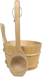 Saunazubehör Set Kübel 4 L und Schöpfkelle aus Birkenholz mit Kunststoffeinsatz - Traditioneller ...