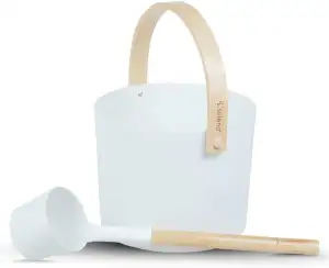 SULENO Sauna Set KJELL Metall 2-teilig Saunakübel & Saunakelle, Hochwertiges Saunazubehör in weiß...