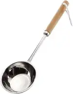 eliga Schöpfkelle mit Mulde aus Edelstahl und Holzgriff, 1 Stück (1er Pack)