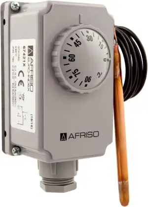 Afriso Gehäusethermostat mit Kapillare GTK/7RD; 0/90 °C; 1.000 mm; außenliegend