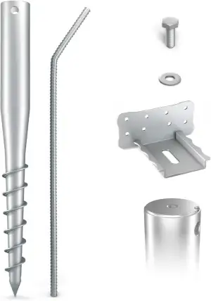 80 cm Base-Set 3er Schraubfundamente + Zubehör; Ø 60 x 2; M12