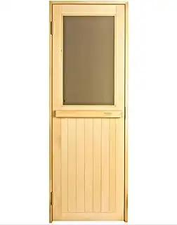 Sotra MAX Saunatür Lindenholz mit gehärtetem Doppelglas – Holz Saunatür mit bron