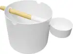 KOLO aus Finnland – “Kiulu & Kauha” Designerset Saunakübel & Kelle aus Aluminium/Bambus, weiß