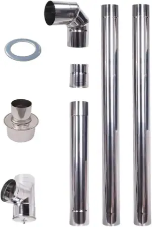 Pelletrohrset 80mm Rauchrohr Inox 304 Edelstahl Lüftungschlauch Abgasrohr 1m Pel