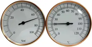 Hygrometer und Thermometer zur Wandmontage für Sauna mit mechanischem Batteriebe