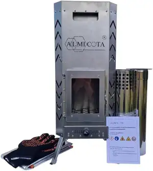 Zelt-Saunaofen Edelstahl | hochwärtige Verarbeitung | Füße klappbar | Füße verri