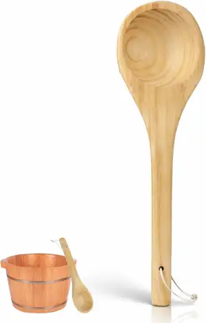 HERCHR Saunakelle, Hölzerner Saunalöffel, Handgefertigter Löffel, Hölzerner Salz
