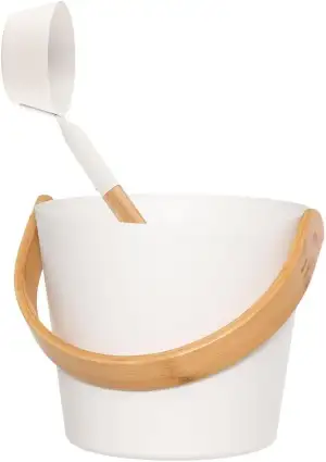 Rento - Saunaeimer, Aufgusseimer - Aluminium - Farbe: Weiß - mit edlem Griff aus