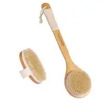 2er Set Rückenbürste, Trockenbürste, Badebürste mit langem Stiel, Körperbürste Saunabürste für Pe...