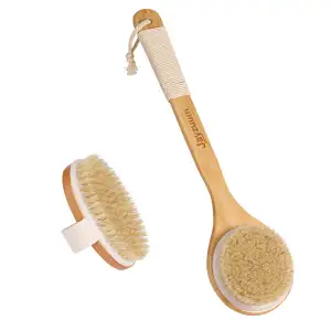 2er Set Rückenbürste, Trockenbürste, Badebürste mit langem Stiel, Körperbürste S