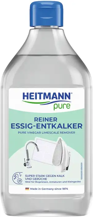 HEITMANN pure Reiner Essig-Entkalker | Natürlicher Kalkreiniger für Küche & Bad | Essigreiniger gegen Kalk & Gerüche | Umweltfreundlicher Entkalker für Oberflächen & Geräte | 500 ml