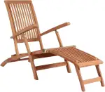 Deckchair Yacht Teak | Liegestuhl aus Teakholz - klappbar & wetterfest | Relaxliege für Garten, Balkon & Sauna | Sonnenliege mit Verstellbarer Rückenlehne - Luxus Gartensessel