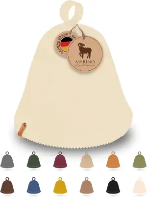 Saunamütze aus hochwertige Merinowolle – Nahtlos & formstabil – Schutz vor Überhitzung in der Sauna –2 Größen –Saunahut für Herren & Damen –Premium Sauna Zubehör (Weiß, L)