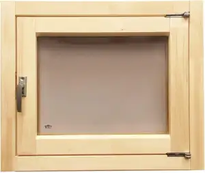 Saunafenster 500x600 mm aus Lindenholz – bronzefarbenes Isolierglas, doppelt ver