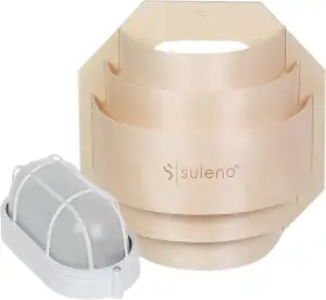 SULENO - Sauna Leuchte BELLA, Saunalampe, Saunaleuchte aus Holz, Wandmontage, Saunazubehör, hitze...