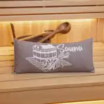 Saunakissen Reisekissen, Baumwolle 100% Saunakissen, 50 x 22 cm Sauna Kopfkissen (Hellgrau/Weiß)