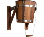 Wasserfall-Duscheimer 20 l aus Thermo-Linde mit Kunststoff­einsatz | Schwalldusche/Eimerdusche für Sauna | Saunazubehör für Kaltwasserguss & Kontrastduschen