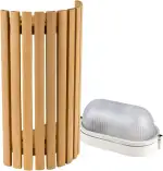Sauna Beleuchtung Set Lampenschirm Sawo 914-VD aus Zeder mit E27 IP54 Saunalampe und 5m Silikonka...