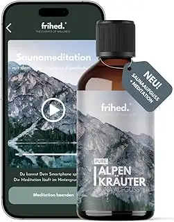 frihed.® Saunaaufguss Alpenkräuter mit App Meditation - Hochkonzentriertes Kräut