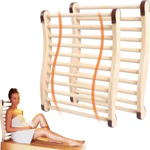 2 Stück Sauna Rückenlehne aus 100% Naturholz, Ergonomische Rückenstütze Rückenlehne mit Rutschfes...