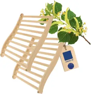 2X HOFMEISTER® Sauna Rückenlehne, 51 cm, Linden-Holz für hohe Temperaturen, ergo
