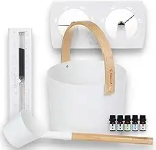 SULENO - Sauna Set KJELL 2 | 9-teilig - Saunakübel, Saunakelle, Klimamesser 2in1