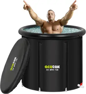 Eisbad Tonne für Athleten mit Abdeckung 90cm，477L tragbares Ice Bath tub für Kry