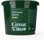 GreatVita Zitronensäure Monohydrat Granulat 5kg | Lebensmittelqualität, reine Citronensäure E330 | gentechnikfrei, Säuerungsmittel ideal zum Entkalken, Reinigen, Putzen, Backen, Kochen