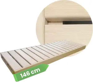 Suleno® Sauna Zubehör – Saunaliege Holz aus Hemlock, kürzbar, astarm – Saunabank
