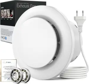 Badlüfter 100mm, 12W Leiser Abluftventilator, 130m³/h Starker Lüftung Wandventil