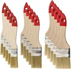 M7 15 STK. Flachpinsel-Set: 1“ – 5 STK. (ca. 25 mm), 1,5“ – 5 STK. (ca. 38 mm), 2“ – 5 STK. (ca. 50 mm) Serie 30, Lackierpinsel mit Synthetischen Borsten, Malerpinsel mit Naturholz und Stahlzwinge