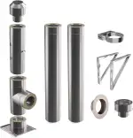Edelstahlschornstein | Ø 150mm | Bausatz in allen Längen und Wandabständen | Edelstahl Schornstein Doppelwandig | Kaminbausatz Komplett| Steck-fit | wandabstand 50mm | 2.8m