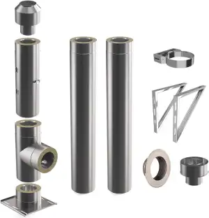 Edelstahlschornstein | Ø 150mm | Bausatz in allen Längen und Wandabständen | Ede