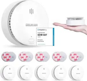 Rauchmelder, mit Magnethalterung, Rauchmelder 10 Jahre Batterie Austauschbarer, Feuermelder mit Stille/Test-Taste, entspricht dem TÜV Zertifiziert EN 14604 Standard (5 STÜCK)