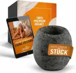 Sauna Aromaschale aus massivem Granit [5x5cm] - Hitzebeständiger Sauna Aufguss Stein für intensiven Duft - Für Mentholkristalle & Saunaöle - Sauna Zubehör inkl. E-Book