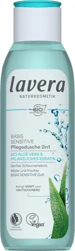 lavera Basis Sensitiv - Pflegedusche 2 in 1 für Haut & Haar - mit Bio Aloe Vera & pflanzlichem Ke...