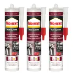 Hochtemperatur Silikon für Backöfen bis 260 Grad -Dichten und Kleben -Ideal für Öfen und Heizungen - Haftet auf Metall, Glas, Keramik, Holz, Silikonharzen (3 x 280ml)