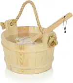 Suleno Sauna Zubehör Set - Saunaeimer mit Kelle aus Nadelholz, PVC-Einsatz, Auslaufsicher, Naturh...