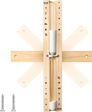 Sanduhr Sauna Zubehör 15 Minuten, 360° Drehbare Sauna Uhr Holz, Glas Robust & Hi
