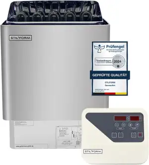 Stilform Saunaofen 4,5 KW mit Touch-Bedienung ohne Saunasteine, Finnischer Elekt