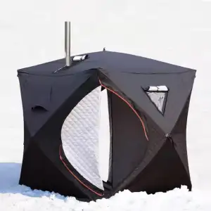 Outdoor Saunazelt Für 4 Personen,Allwetter Isoliertes Angelzelt Mit Schornstein,
