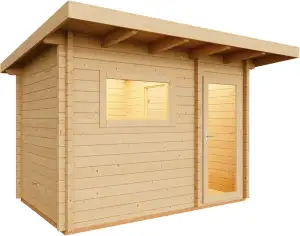 Gartensauna Terra 2 Außensauna mit Vorraum Saunahaus 341 x 230 cm