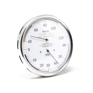 Fischer 184.01 Sauna Universal-Thermohygrometer - 130mm Haar-Hygrometer u. Bimetall-Thermometer a...