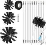 17PCS Kaminbürste Stange Set, 3 Größen von Schornsteinfeger Bürste (200mm, 150mm, 100mm), Ofenrohrbürste Nylon mit 12 Flexible Stangen 410mm, Kaminbesen für Kamin, Rohre, Trockner