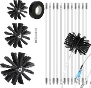 17PCS Kaminbürste Stange Set, 3 Größen von Schornsteinfeger Bürste (200mm, 150mm