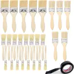 Flachpinsel Set, Pinselset mit 26 Stück, 12/25/38/50 mm Breite, Malerpinsel Set mit Holzgriff, Pinsel Set für Farben Lack Klebstoffe, Flachpinsel Lasurpinsel für DIY, Malerbedarf zum Streichen