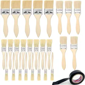 Flachpinsel Set, Pinselset mit 26 Stück, 12/25/38/50 mm Breite, Malerpinsel Set mit Holzgriff, Pinsel Set für Farben Lack Klebstoffe, Flachpinsel Lasurpinsel für DIY, Malerbedarf zum Streichen