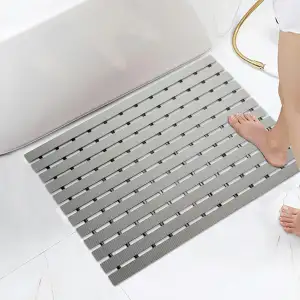 KARAT Antirutsch-Bädermatte für Nasszonen - 43 x 90 cm, Grau - Antibakterielle F