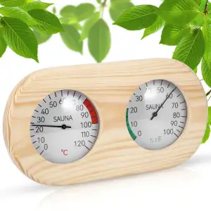 ALLOMN Sauna Thermometer Hygrometer Holz, 2 in 1 Sauna Thermometer Hygrometer Digital Thermo-Hygr...
